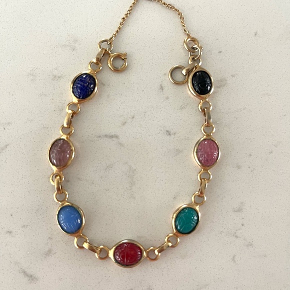 Vintage scarab bracelet 12K gold filled - Picture 2 of 9